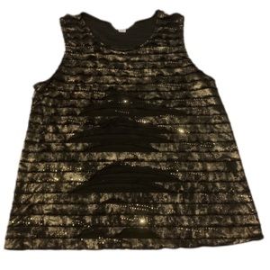 CJ BANKS GOLD FRINGE TANK TOP